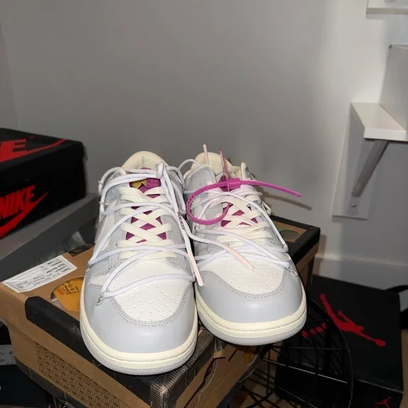 Nike Off-White Sneakers with Purple Tag